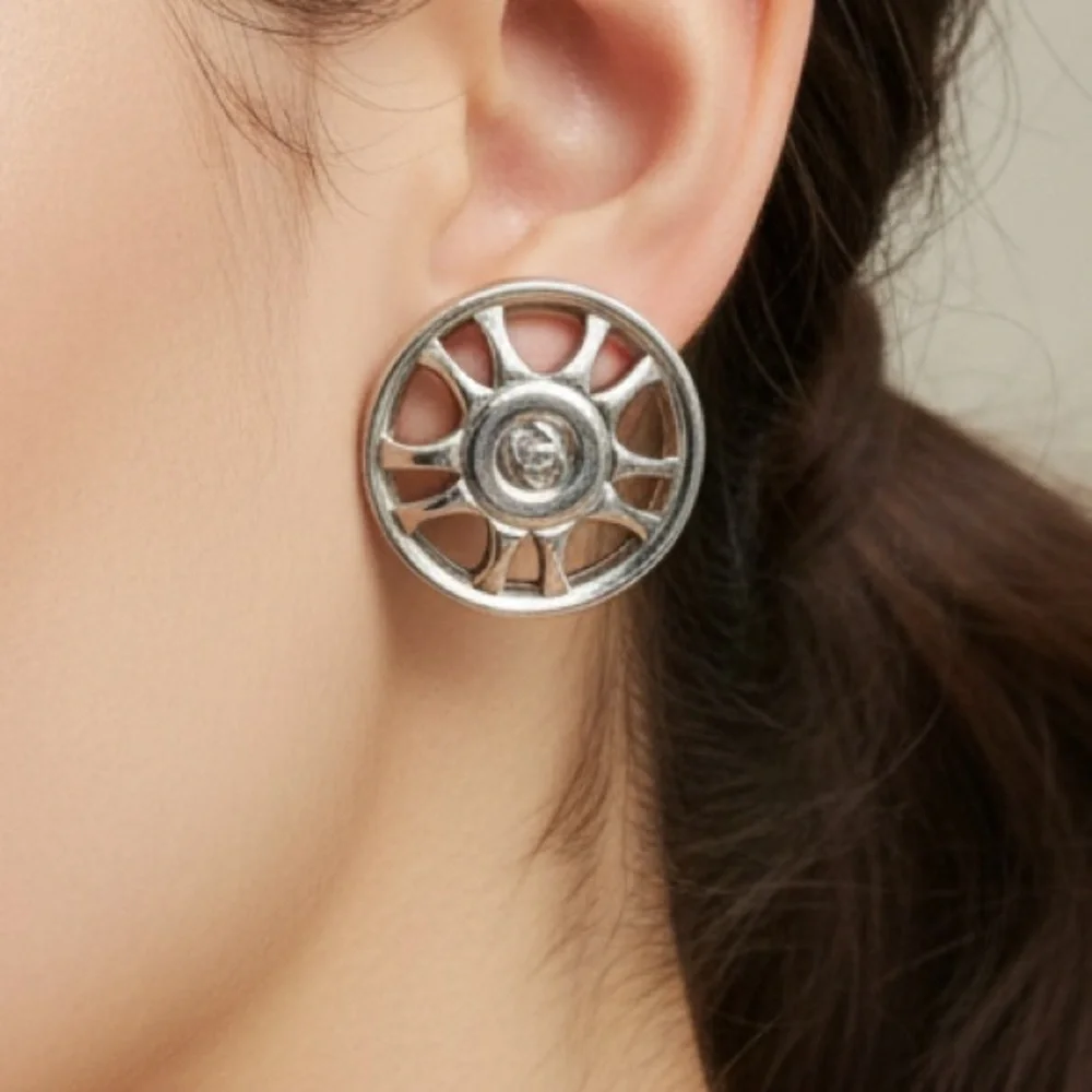Chanel Silver Coco Mark Earrings